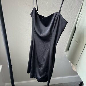 Satin little black dress